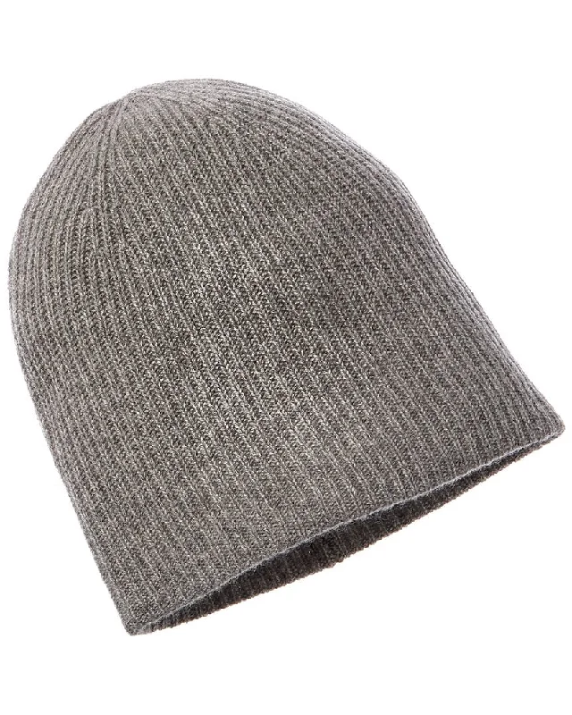 Amicale Cashmere Rib Knit Double Layer Cashmere Hat