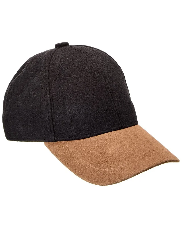 Bruno Magli Leather-Trim Wool-Blend Baseball Cap