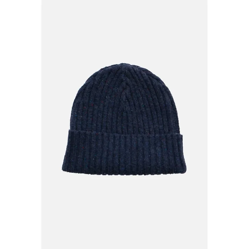 Chunky Ribbed Beanie In Navy