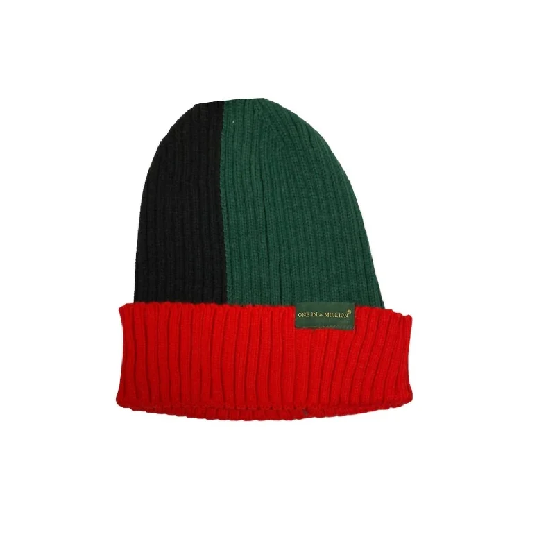 Unisex - Beanie Hat In Red/black/green