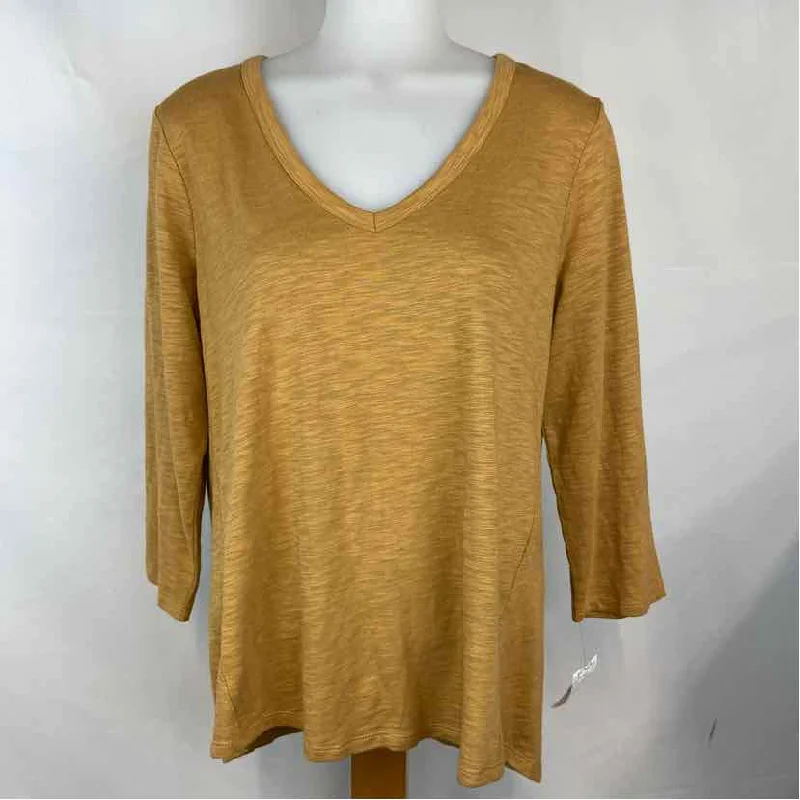 Chico's Women's Size M Tan Heathered Long Sleeve Shirt