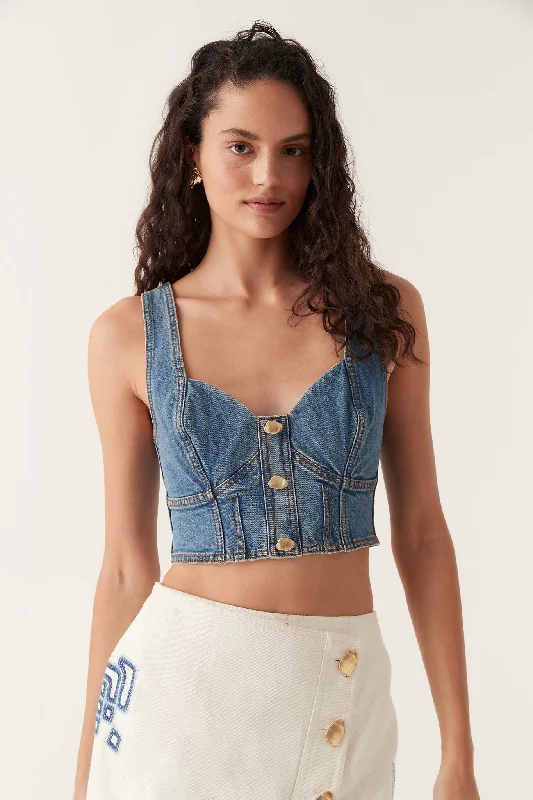 Elena Denim Cropped Bustier