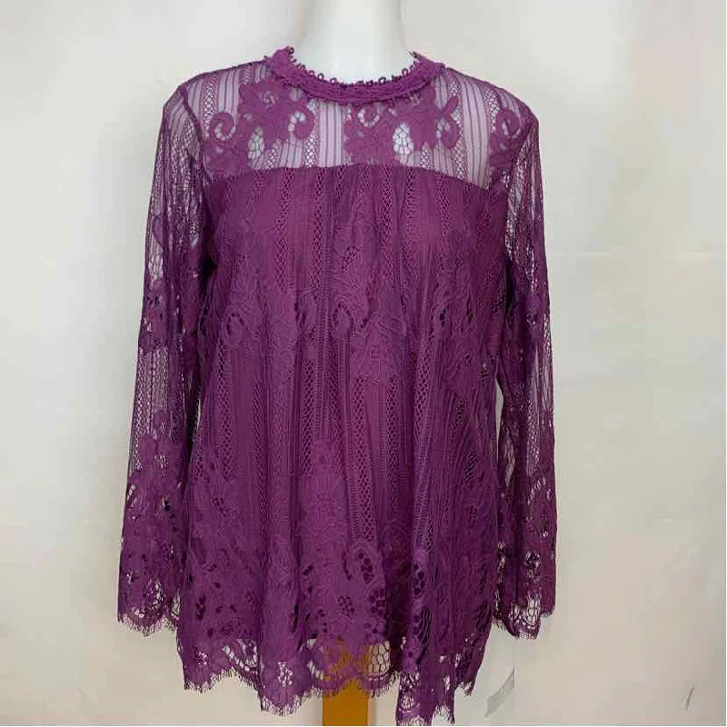 Miss Chievous Women's Size M Purple Lace Long Sleeve Shirt