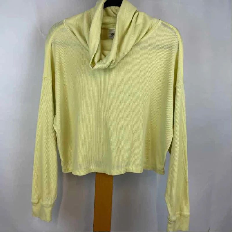 Mono b Women's Size M Yellow Waffle Long Sleeve Shirt