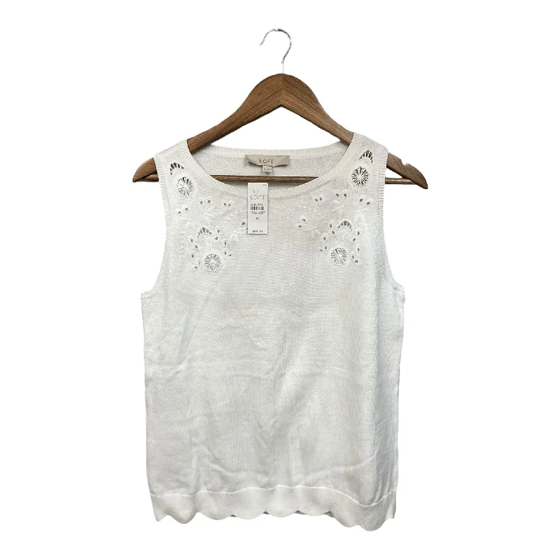 Top Sleeveless By Loft In White, Size: M