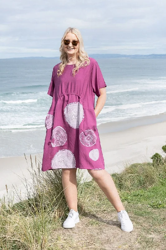 Rose - Circle/Curved Front Drawstring Pocket Dress