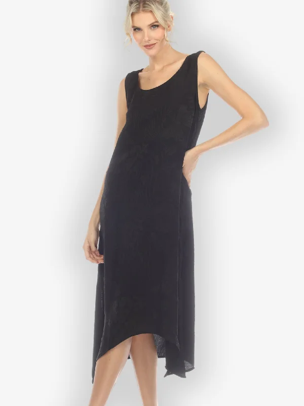 Solid Black Silk Tank Dress