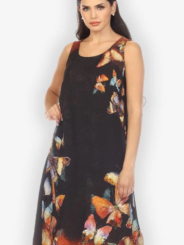 Vintage Butterfly Silk Blend Tank Dress