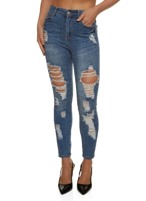 WAX High Rise Distressed Skinny Jeans