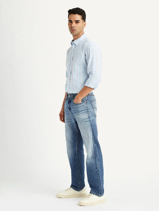 Men's 505 Solid Blue Jeans