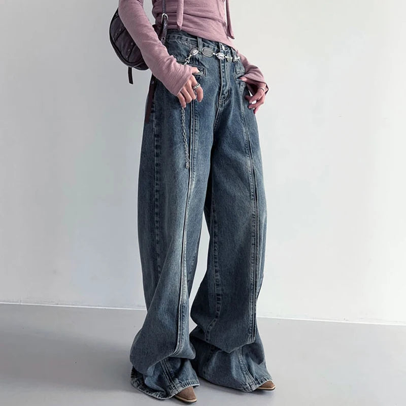 Vintage Baggy Distressed Stylish Comfortable Wide-Leg Trendy Classic Chic Jean