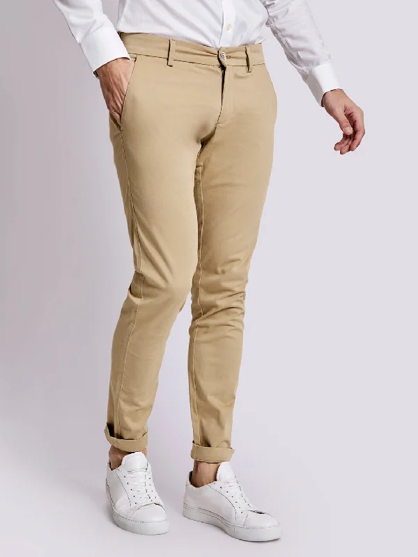 Bruun & Stengade Men Beige Solid Slim Fit Trouser