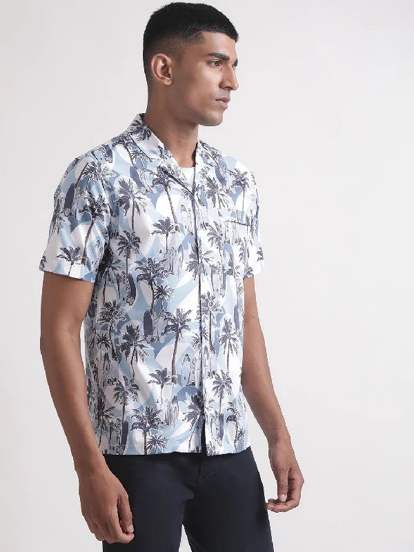 Matinique Blue Printed Regular Fit Shirt