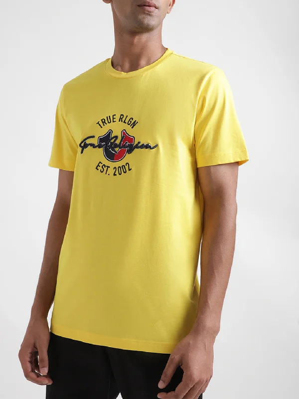 True Religion Yellow Logo Regular Fit T-Shirt