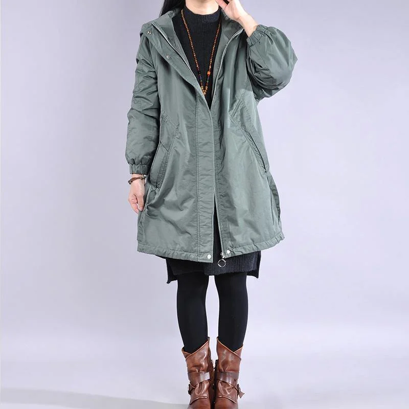 New blue casual outfit oversize winter jacket hooded drawstring winter outwear