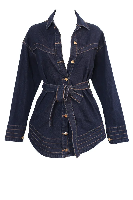 Tie Waist Denim Jacket