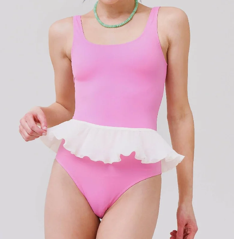 Ariel Swimsuit With Detachable Basque In Pink