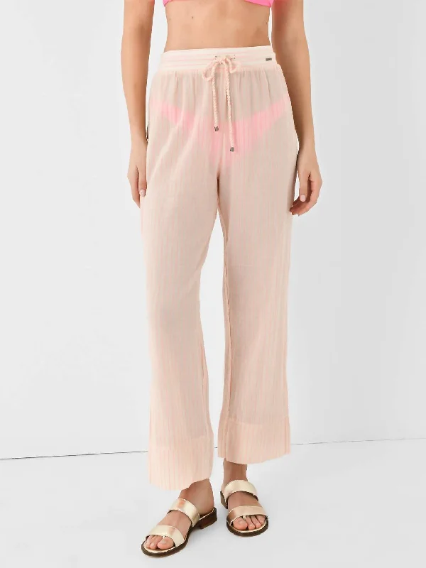 Coral Pinstripe Julieth Pant In White