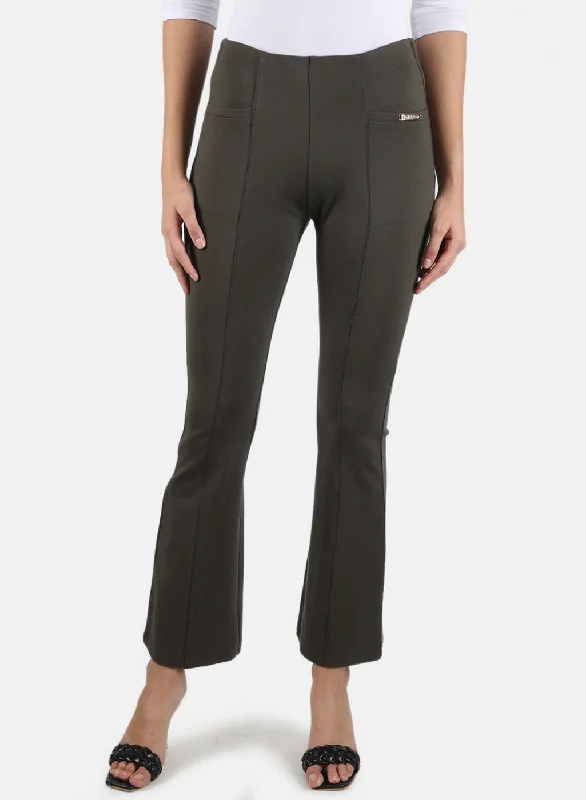 Women Olive Plain Jegging