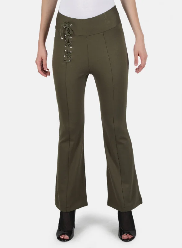 Women Olive Plain Jegging