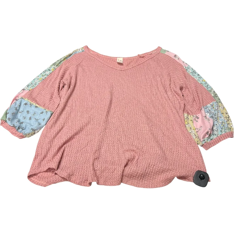 Top Long Sleeve By 7th Ray In Pink, Size: 2x