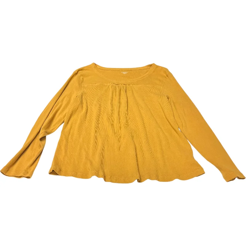 Top Long Sleeve By Chadwicks In Yellow, Size: 2x