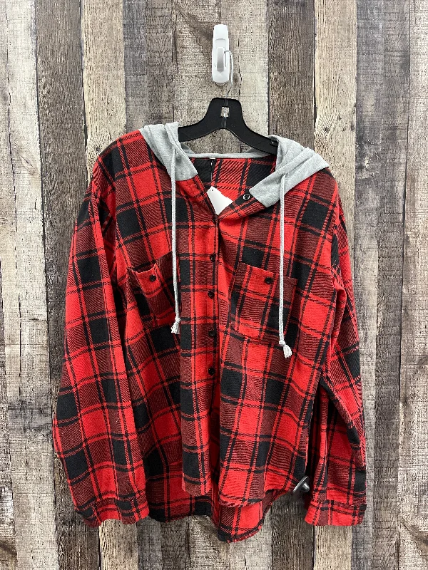 Top Long Sleeve By Cmf In Plaid Pattern, Size: L