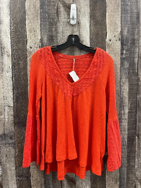 Top Long Sleeve By Free People In Orange, Size: Xs