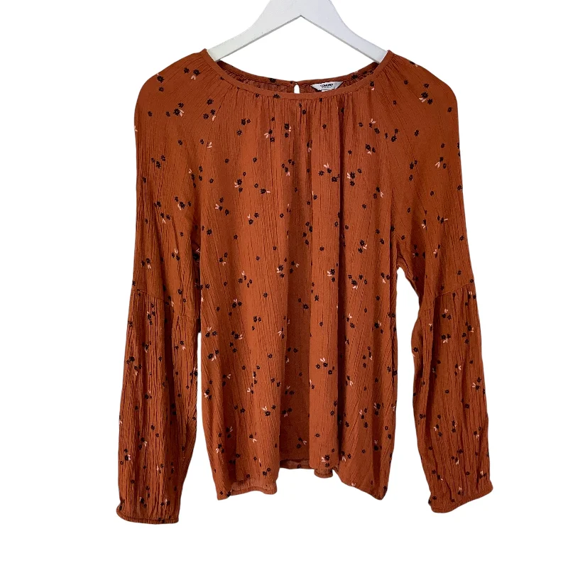 Top Long Sleeve By Sonoma In Orange, Size: L