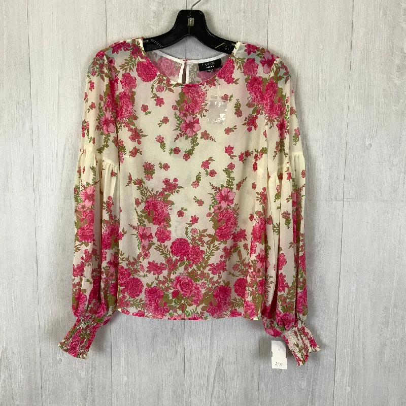 Top Long Sleeve By Vici In Pink & White, Size: M