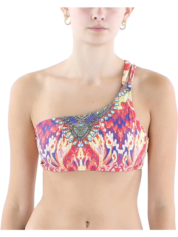 Womens Embellished Polyester Bikini Swim top