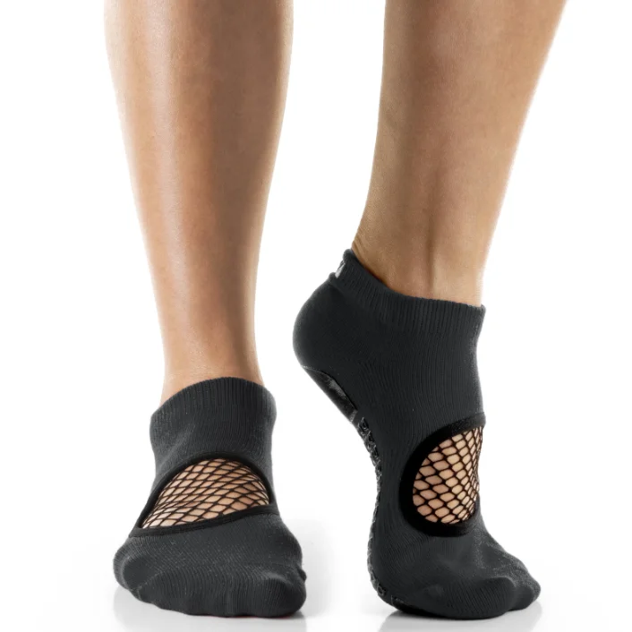 Arebesk Fishnet Grip Socks - Charcoal Black (Barre / Pilates)