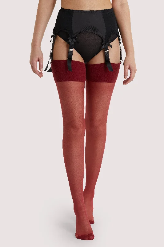 Playful Promises Merlot Seamed Stockings