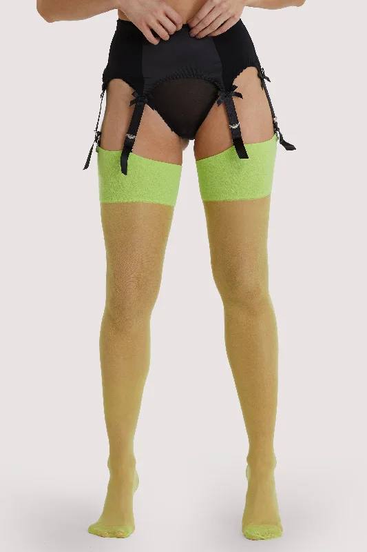 Playful Promises Acid Lime Seamed Stockings