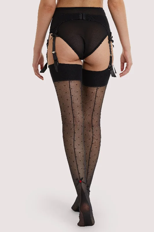 Playful Promises Dotty Seamed Stockings With Bow