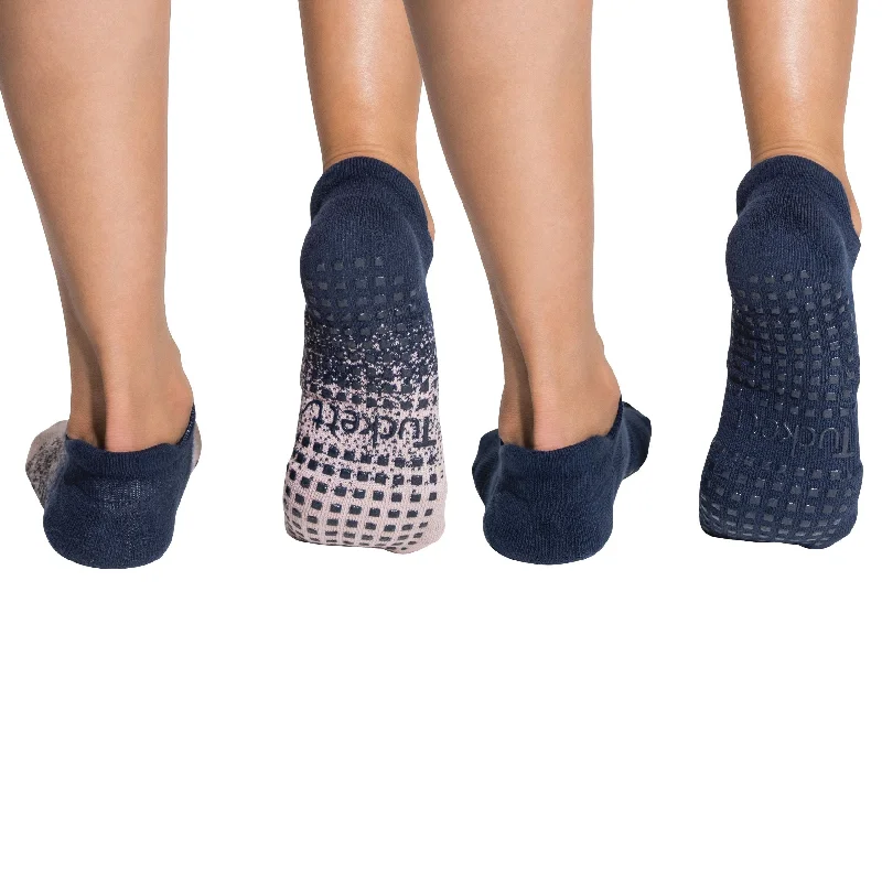 Tab Closed Toe Grip Socks - Navy and Rose Navy 2 Pack (Barre / Pilates)